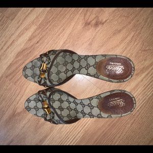 Gucci GG Bamboo Horsebit Tan and Brown Vintage Mules Size 10.5